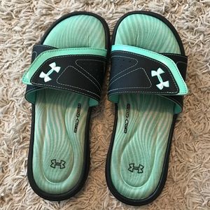 Under Armour Teal Slides